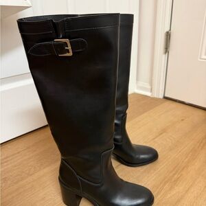 Zara Black Knee-High Boots